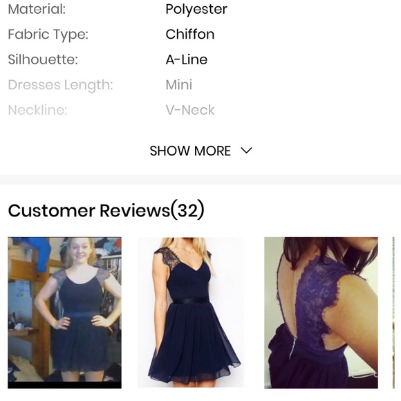 NWT! Navy Blue Lace Deep V Back Mini Dress - Picture 15 of 15